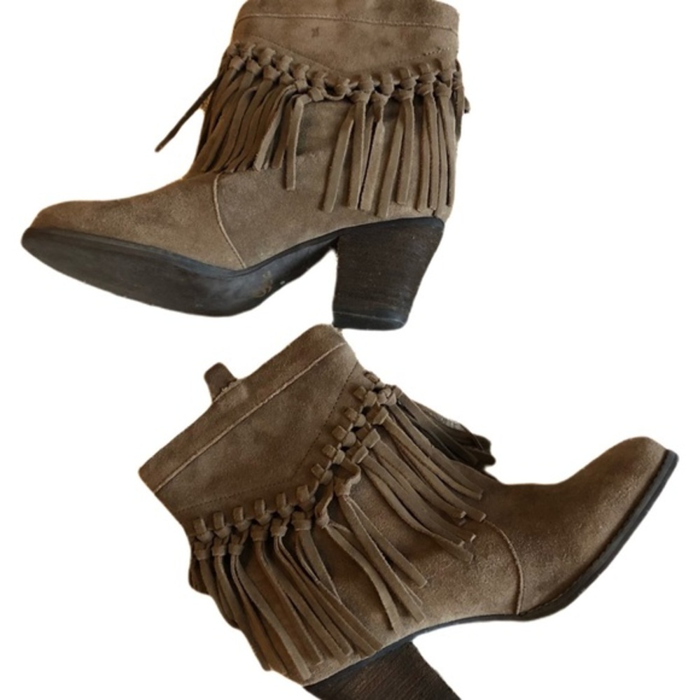 Y2K Fringed Suede Booties 8.5 by Sbicca